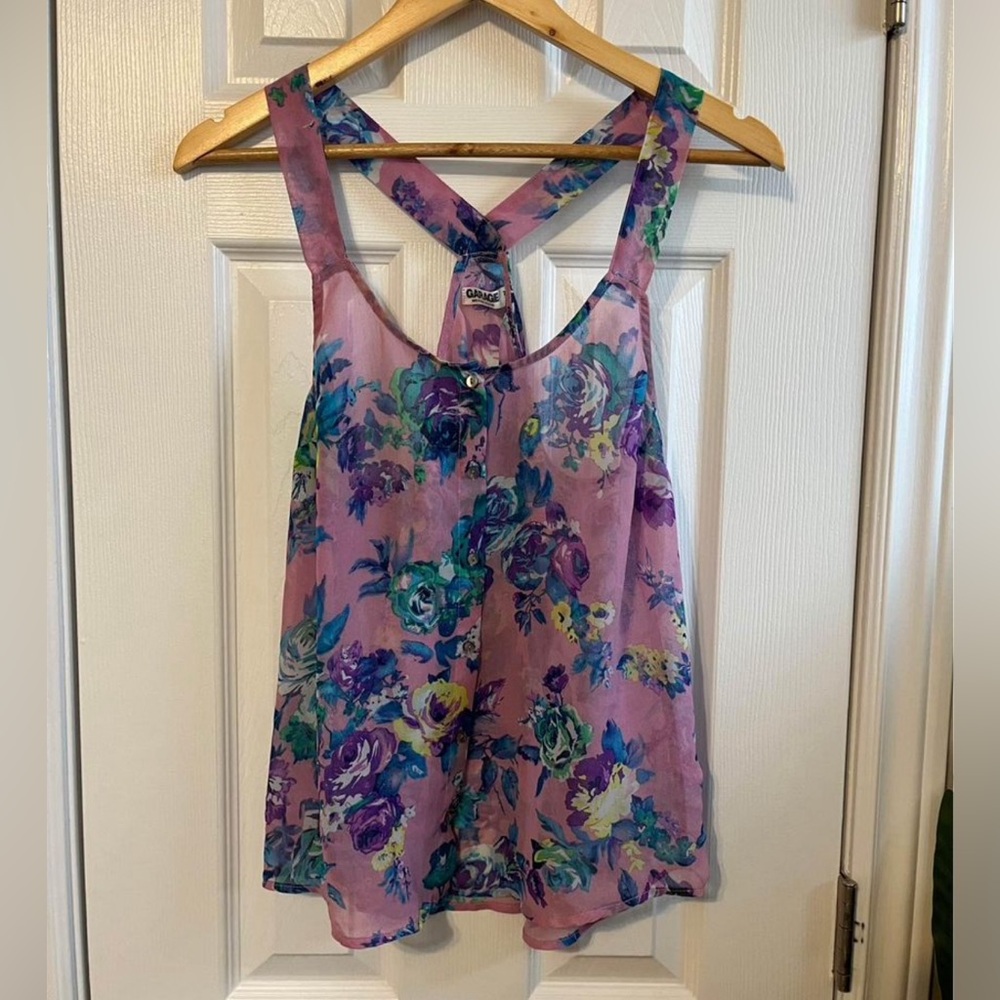 Semi-Sheer Floral Tank Top